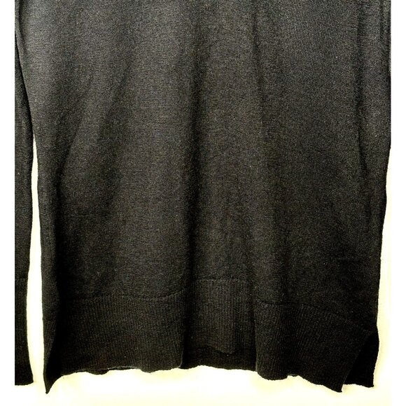 Kenar Merino Wool Sweater Women Medium Black V Neck Long Sleeve Ribbed Hem - Picture 4 of 9